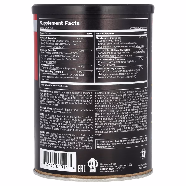 Animal, Advanced Cuts, Fat Burner Supplement, Tablet Packets, 42 Packets - Image 2
