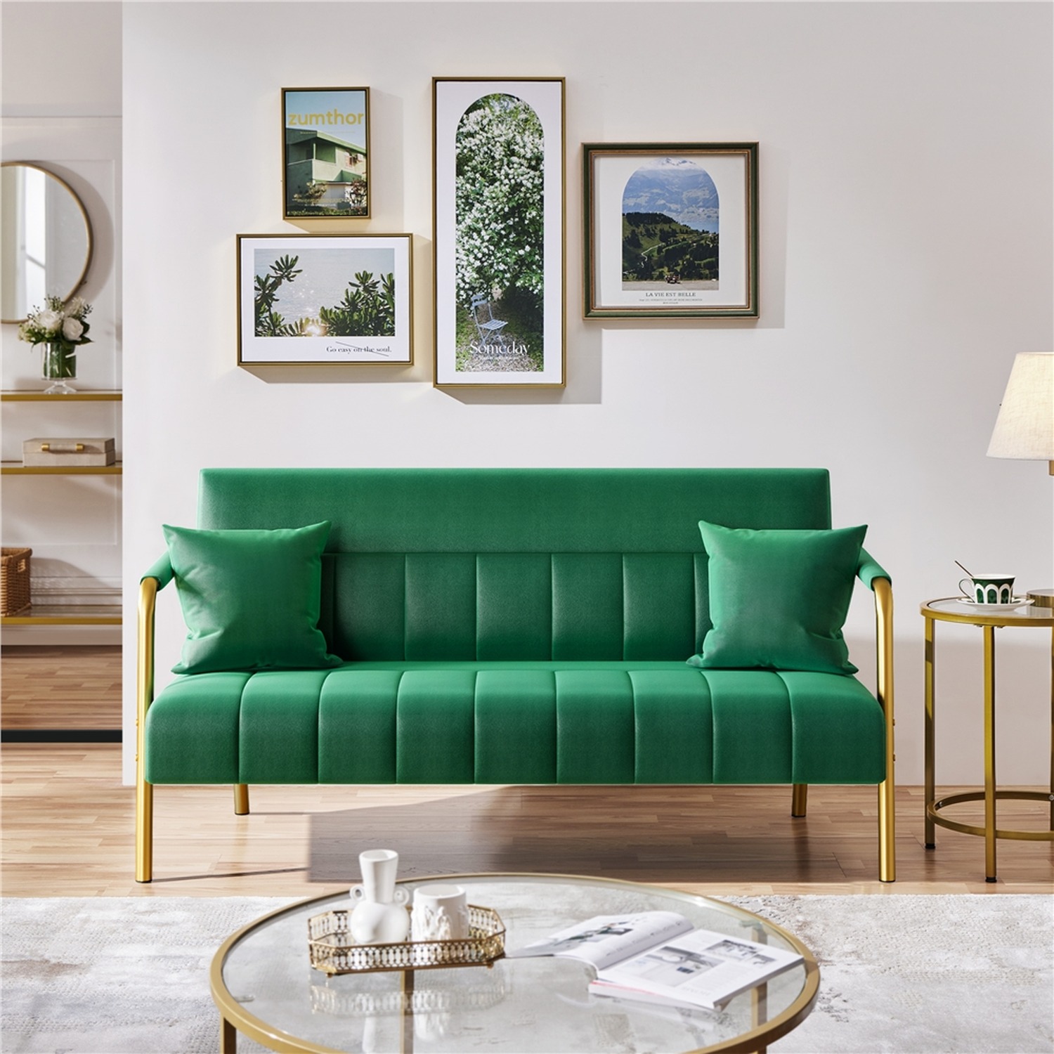 Yaheetech Gold Metal Frame Sofa - Image 3
