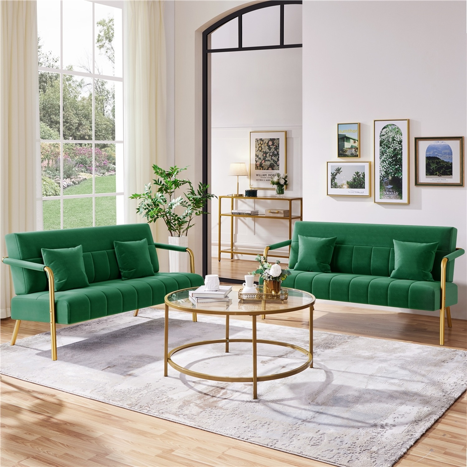 Yaheetech Gold Metal Frame Sofa