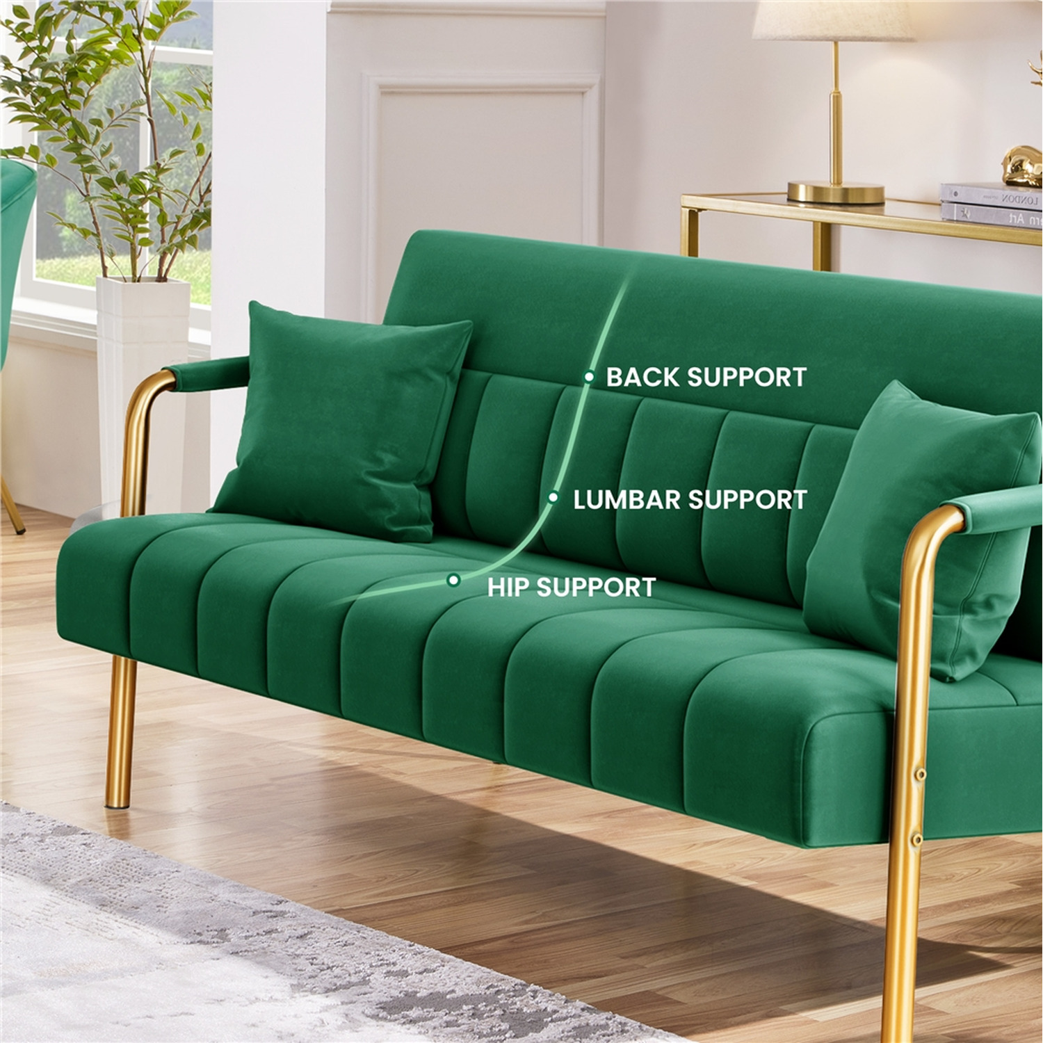 Yaheetech Gold Metal Frame Sofa - Image 4