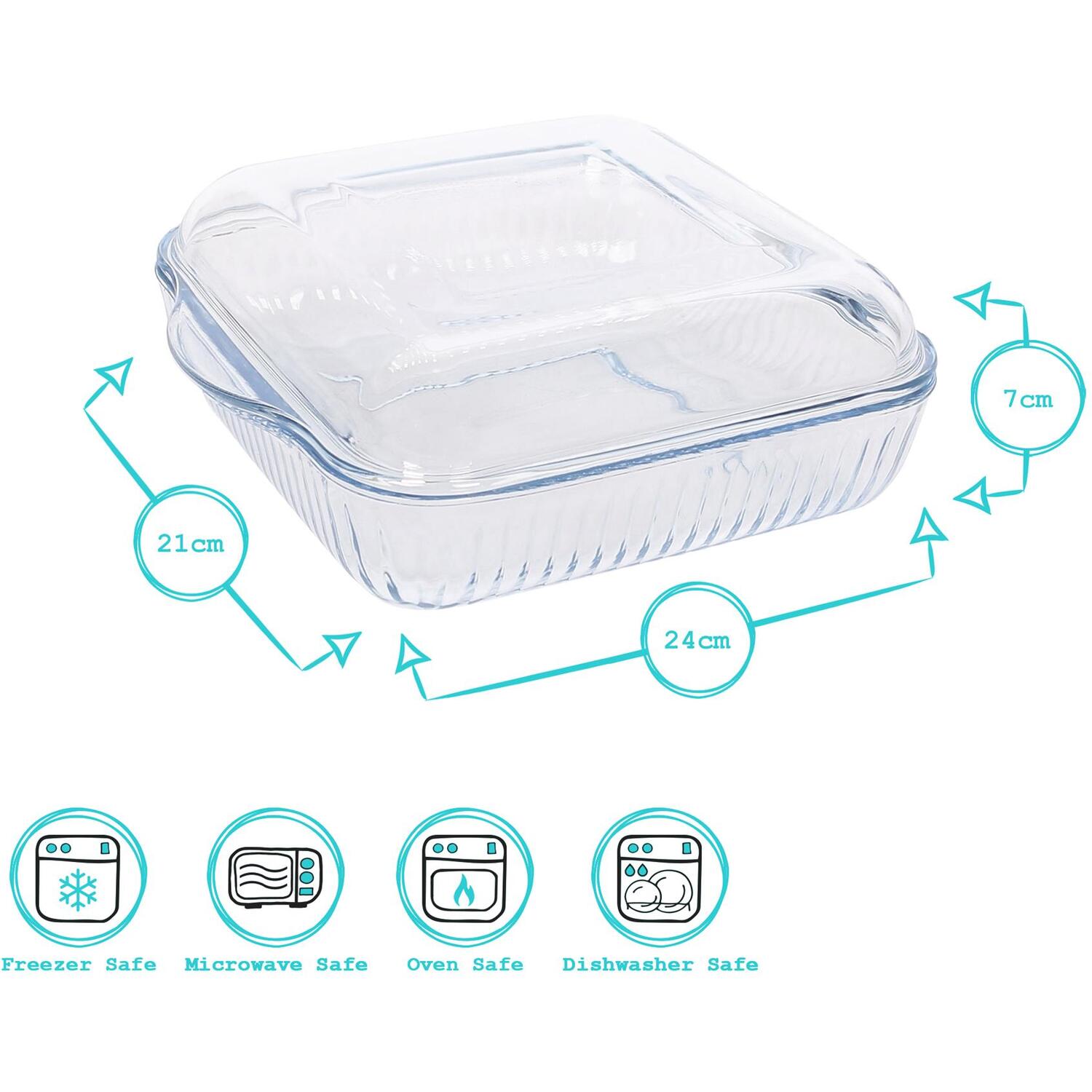 Optical Square Glass Oven Dish with Lid - Image 2