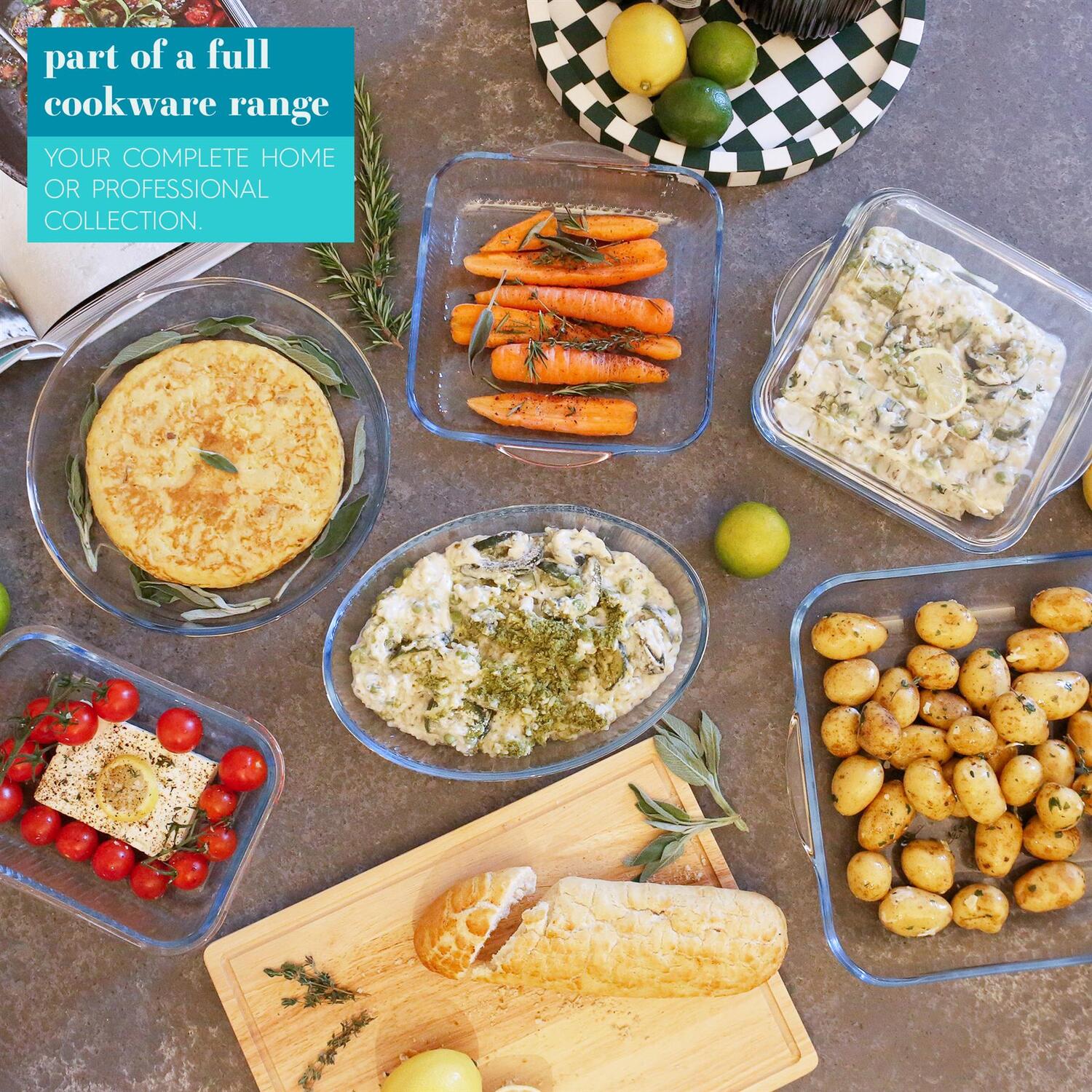 Optical Square Glass Oven Dish with Lid - Image 3