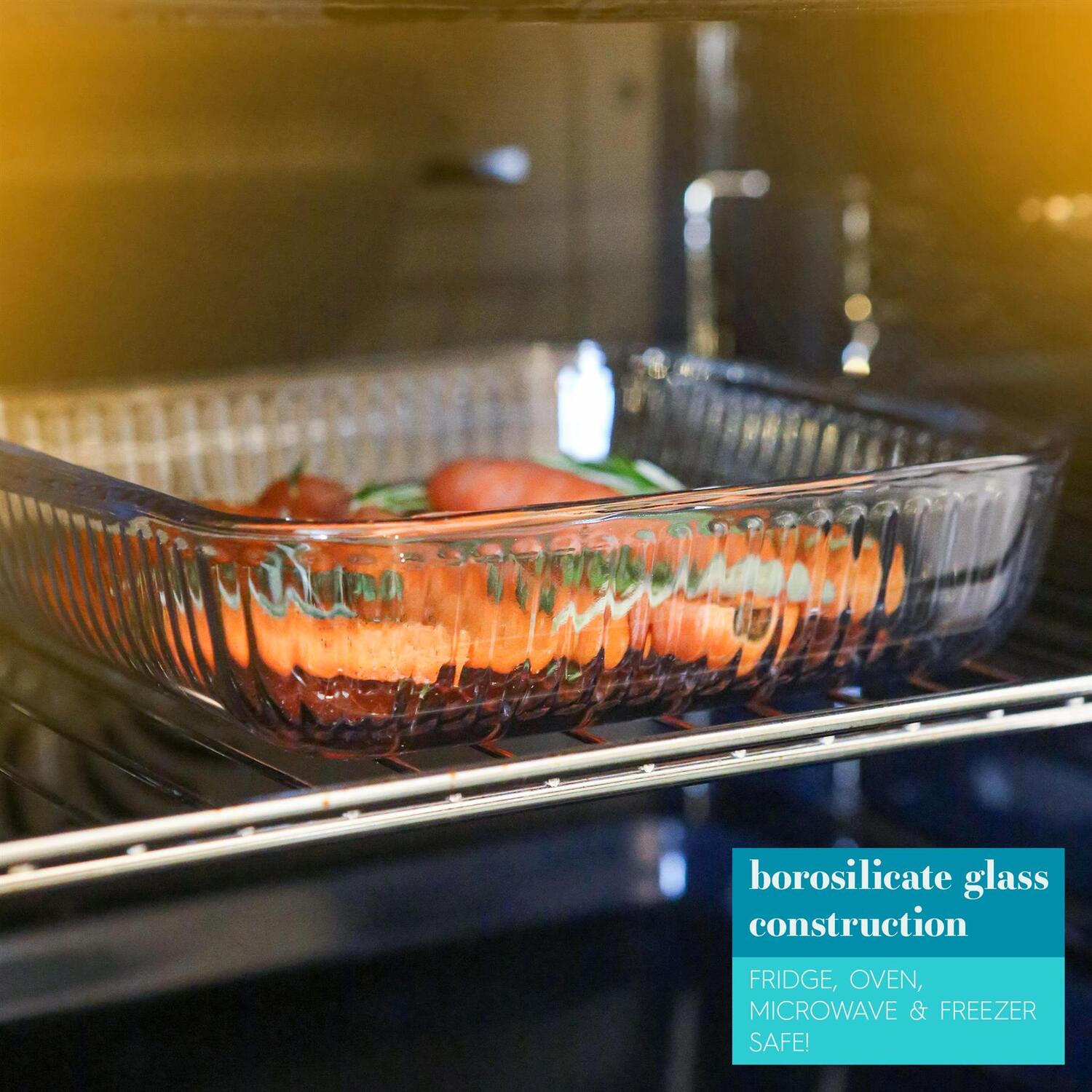 Optical Square Glass Oven Dish with Lid - Image 5