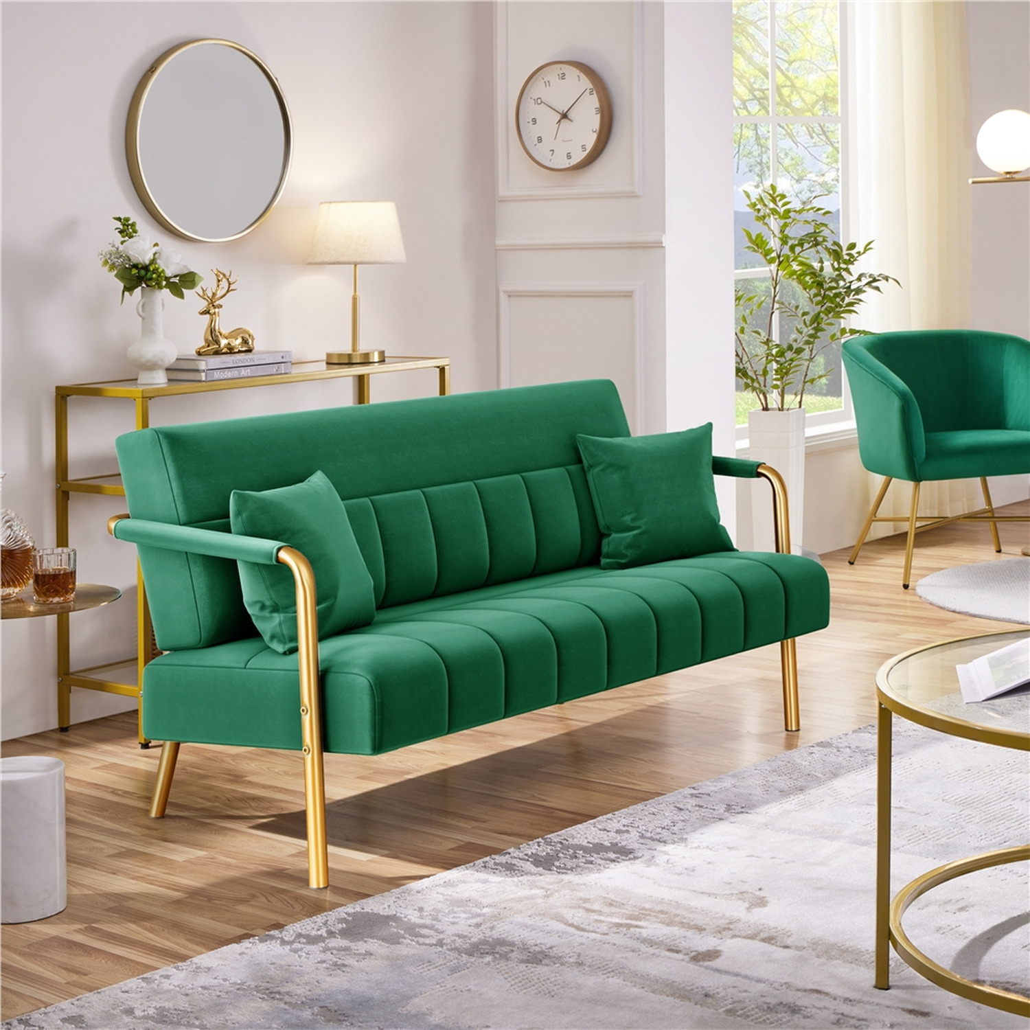 Yaheetech Gold Metal Frame Sofa - Image 2