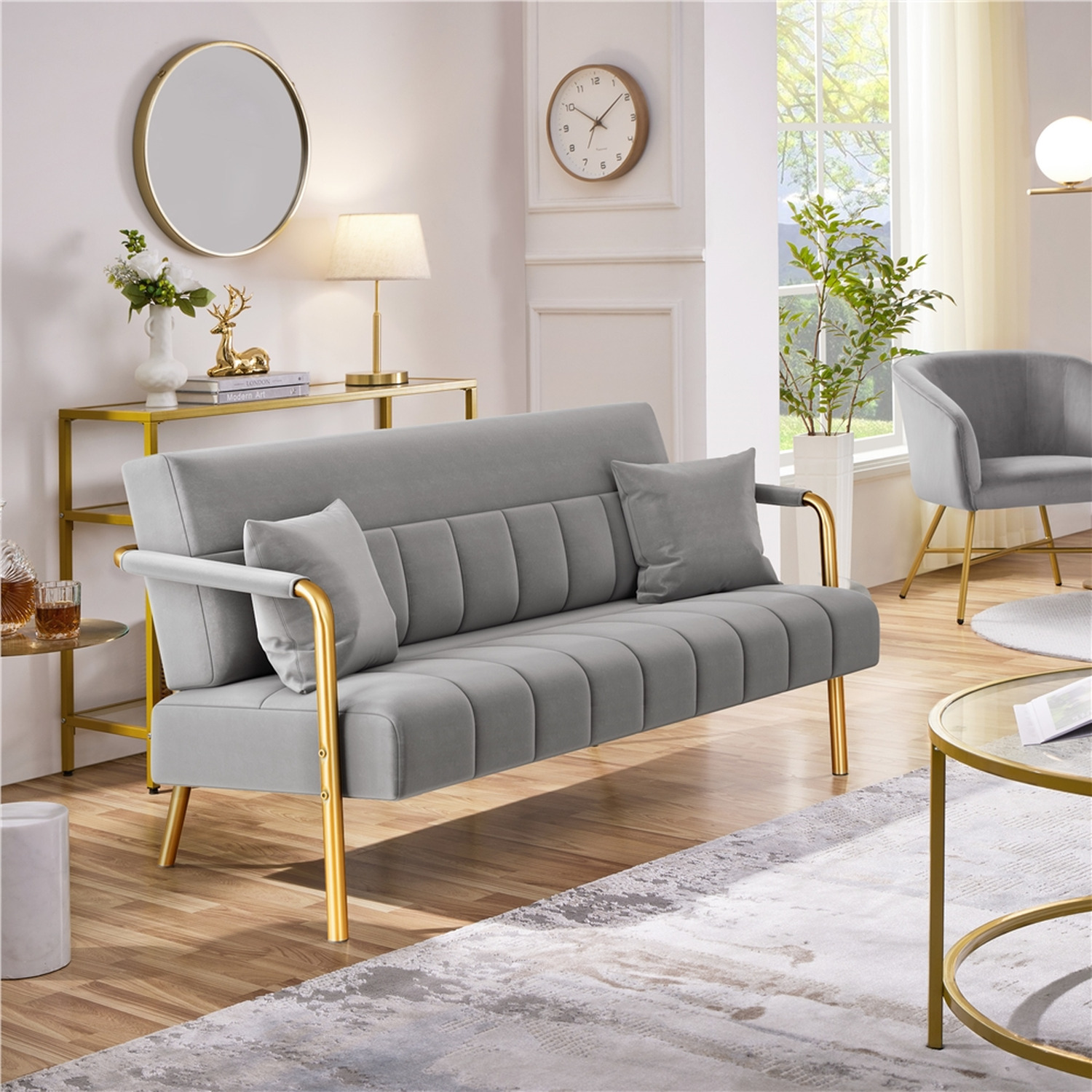 Yaheetech Gold Metal Frame Sofa - Image 6