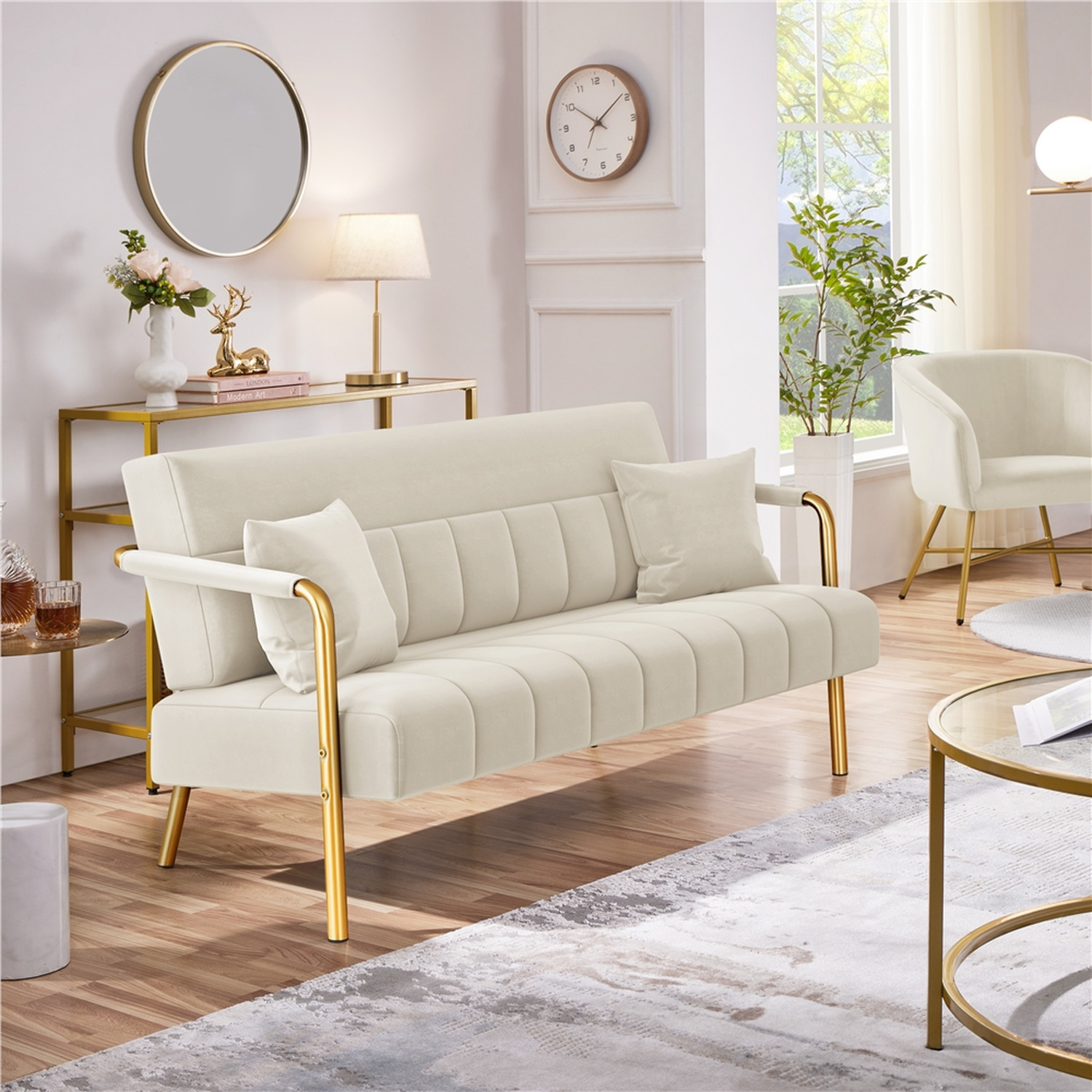 Yaheetech Gold Metal Frame Sofa - Image 7