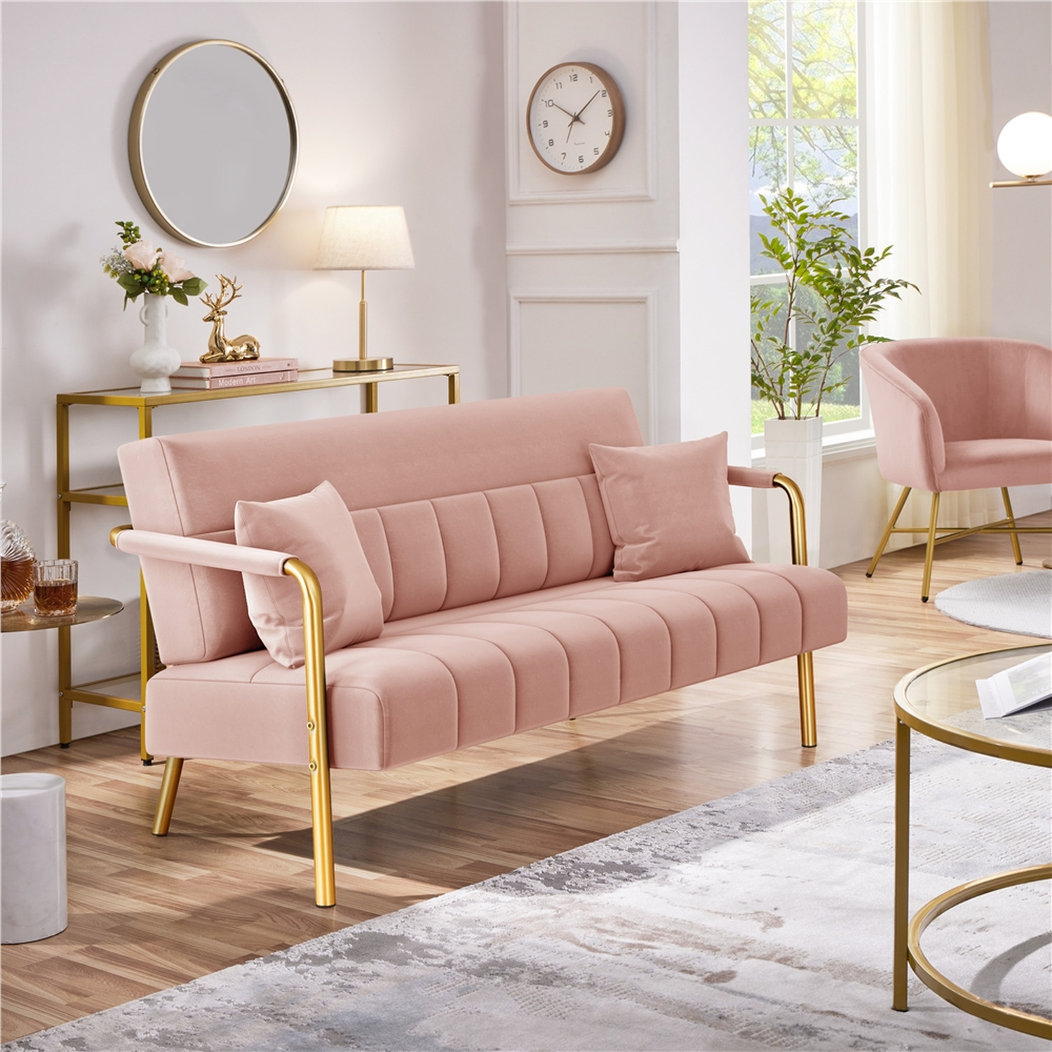 Yaheetech Gold Metal Frame Sofa - Image 8