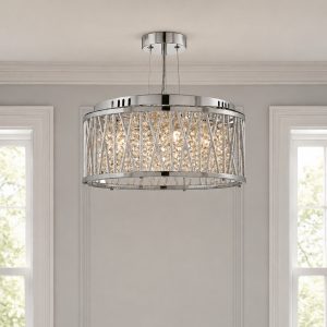 Kriss Kross 3 Light Pendant to Semi-Flush - Chrome / Silver