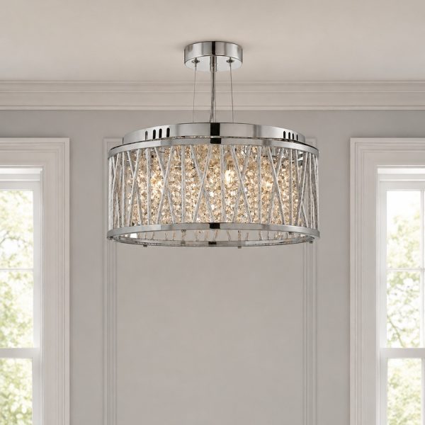 Kriss Kross 3 Light Pendant to Semi-Flush - Chrome / Silver